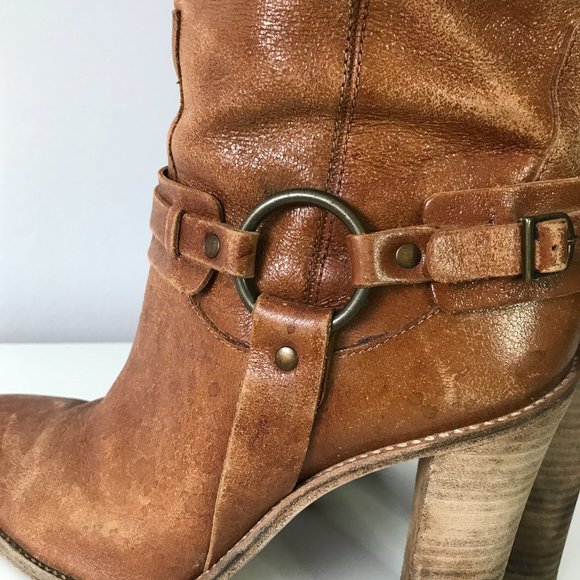 BCBG Maxazria Rusty Tan Leather High Heel Boots - Picture 6 of 9